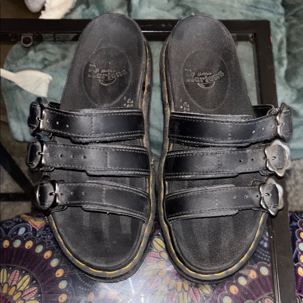 Dr. Martens Black Leather Sandals with Adjustable Straps